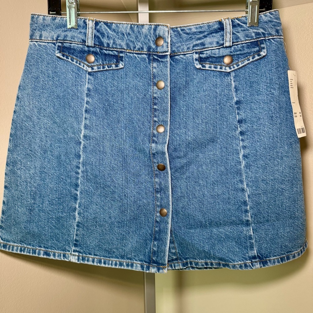 Women's BDG Urban Outfitters denim Button-front Mini‎ Skirt size large pockets